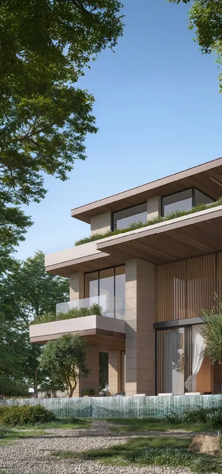 A vertical view of a mansion at The Wilds.